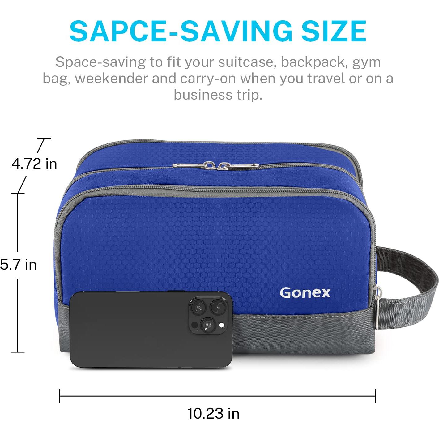 Bolsa de Aseo de Viaje Gonex Azul - Organizador Nylon 26x12x14.5 cm