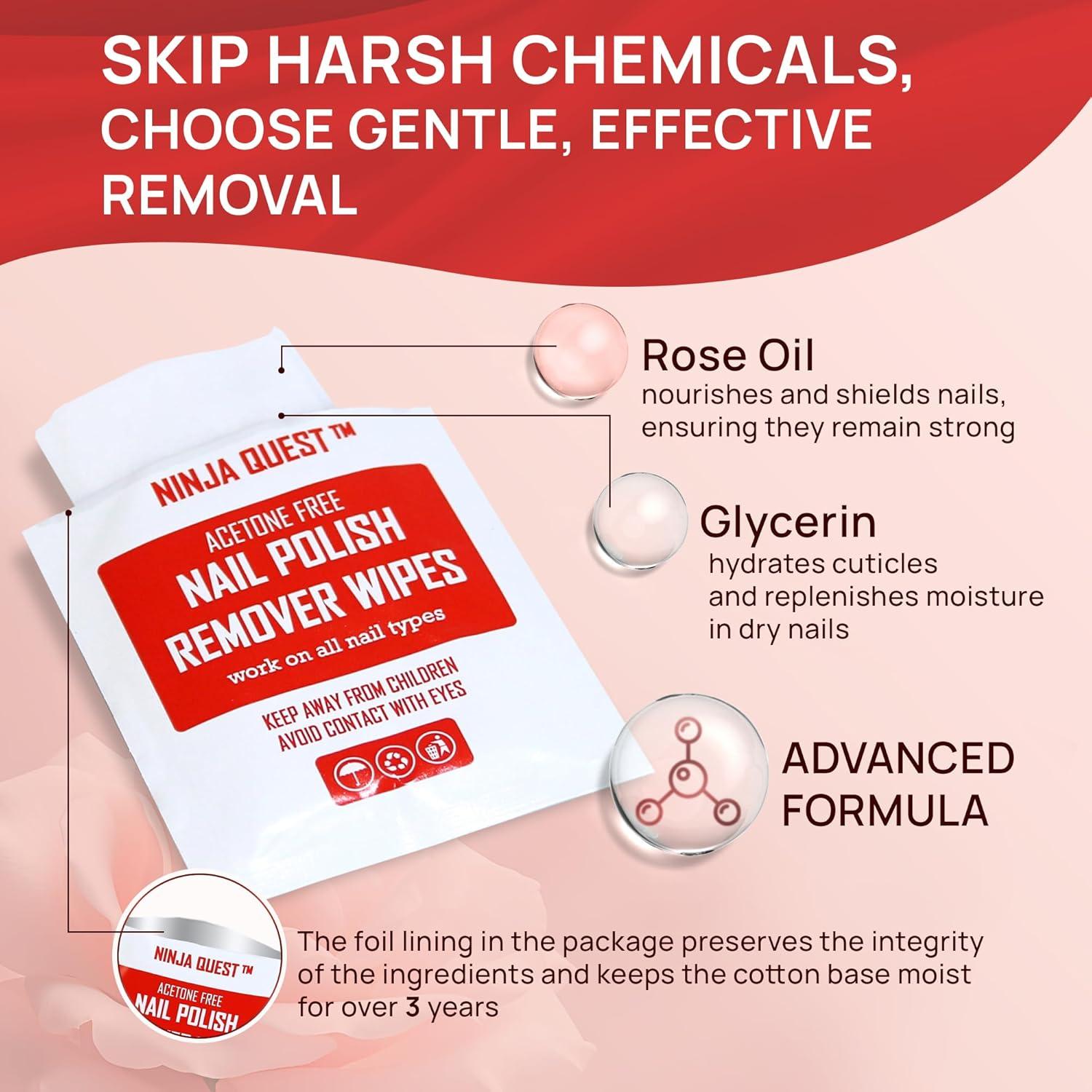 Toallitas Desmaquilladoras Ninja Quest Sin Acetona - 50 Unidades