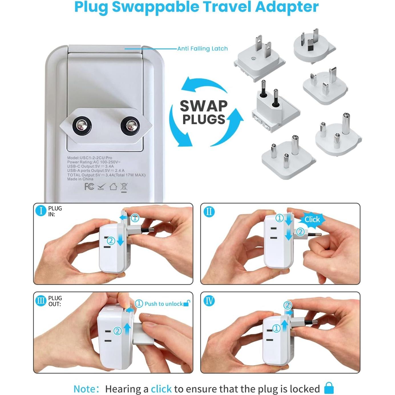Adaptador de Viaje Universal VINTAR 7 en 1 con 3 USB