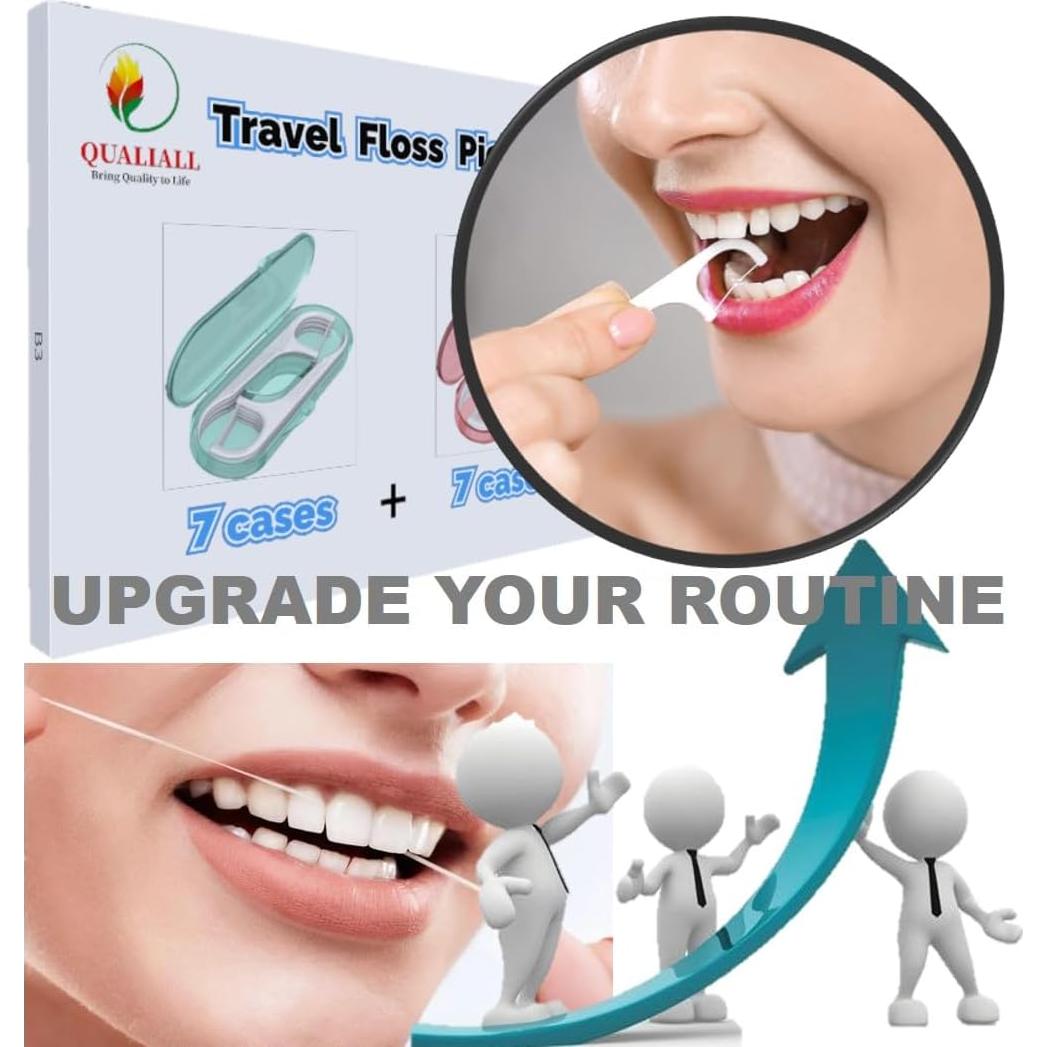 Hilo Dental de Viaje QUALIALL - 14 Paquetes, 140 Piezas Premium
