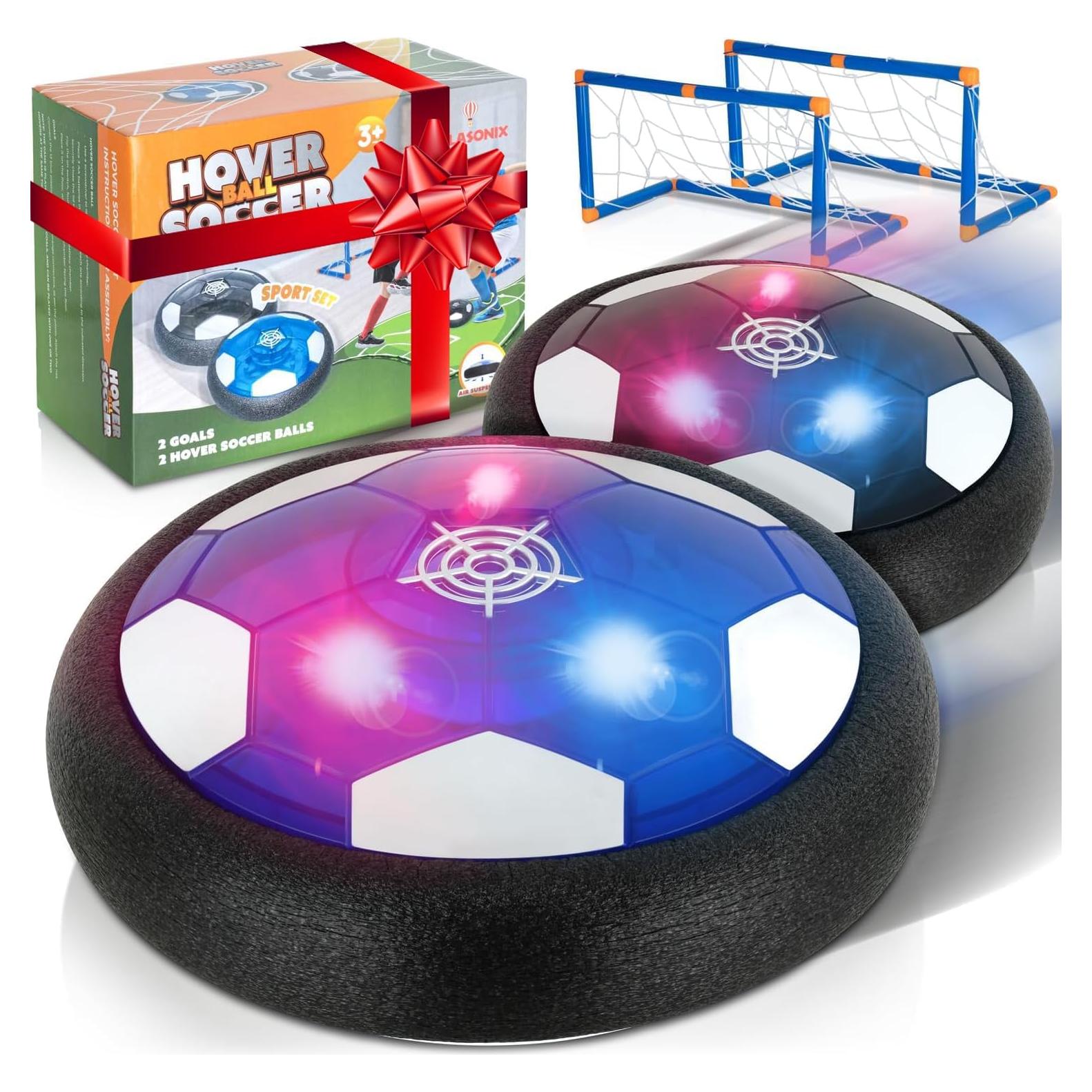 Hover Soccer Ball - Indoor Soccer Ball, Indoor Flying Toy Games (2 Floating Disk + 2 Goals) Boy Birthday Gifts, Indoor Silent Game | 4 in 1 Pack