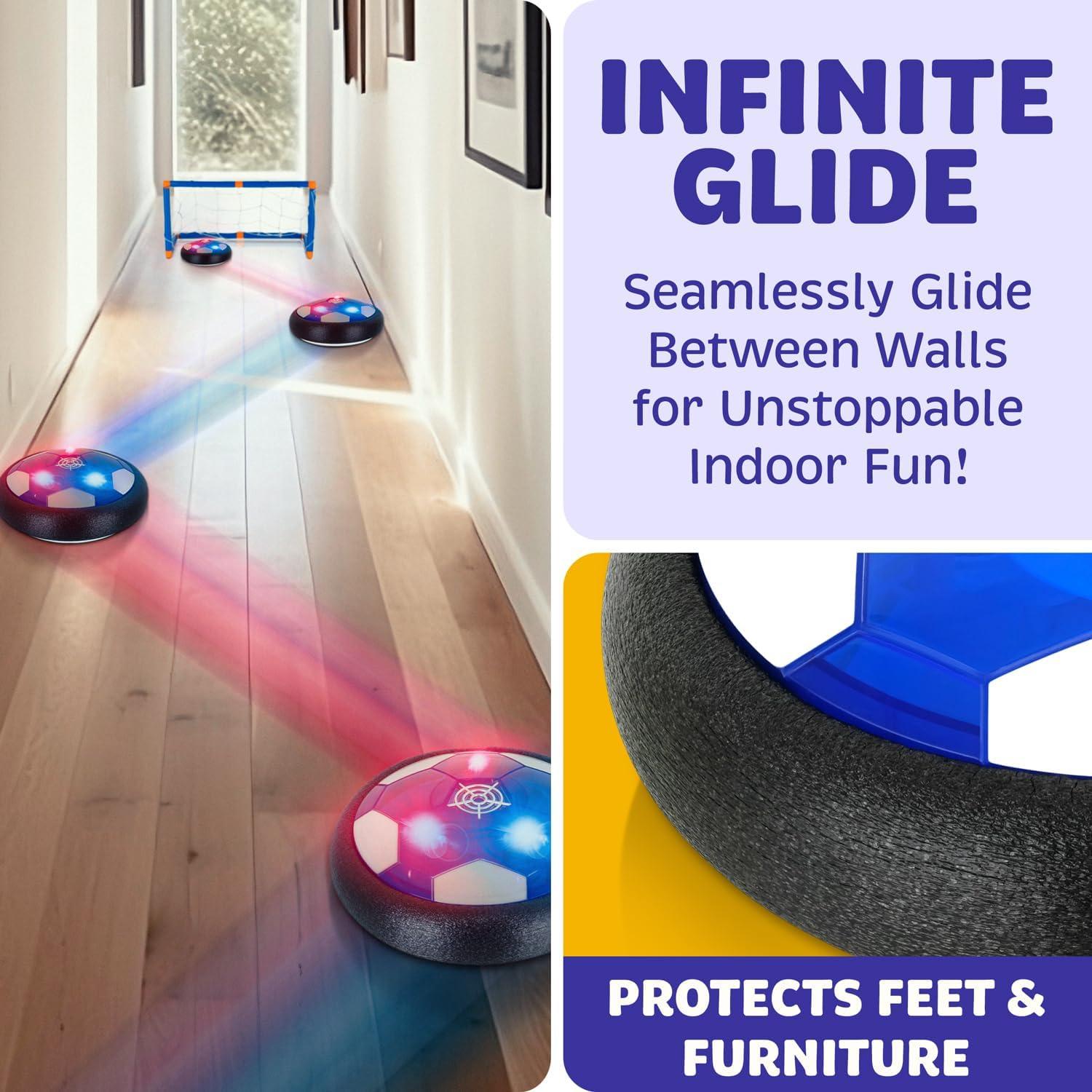 Hover Soccer Ball - Indoor Soccer Ball, Indoor Flying Toy Games (2 Floating Disk + 2 Goals) Boy Birthday Gifts, Indoor Silent Game | 4 in 1 Pack