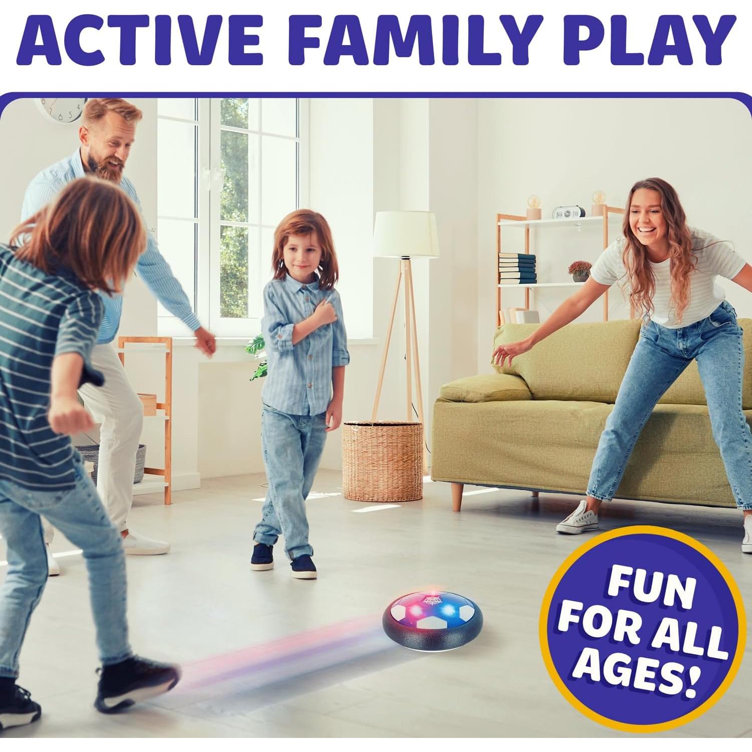 Hover Soccer Ball - Indoor Soccer Ball, Indoor Flying Toy Games (2 Floating Disk + 2 Goals) Boy Birthday Gifts, Indoor Silent Game | 4 in 1 Pack