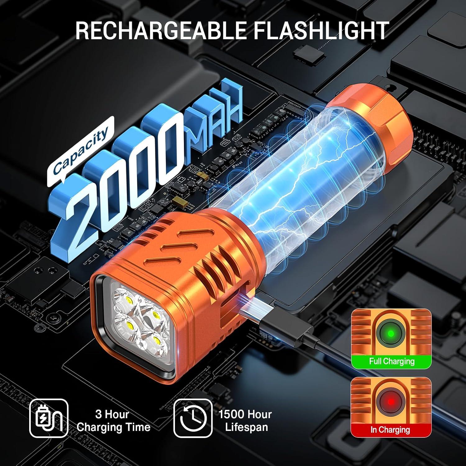 Linterna LED Recargable WdtPro EX4 2000L IP65 2 Paquete