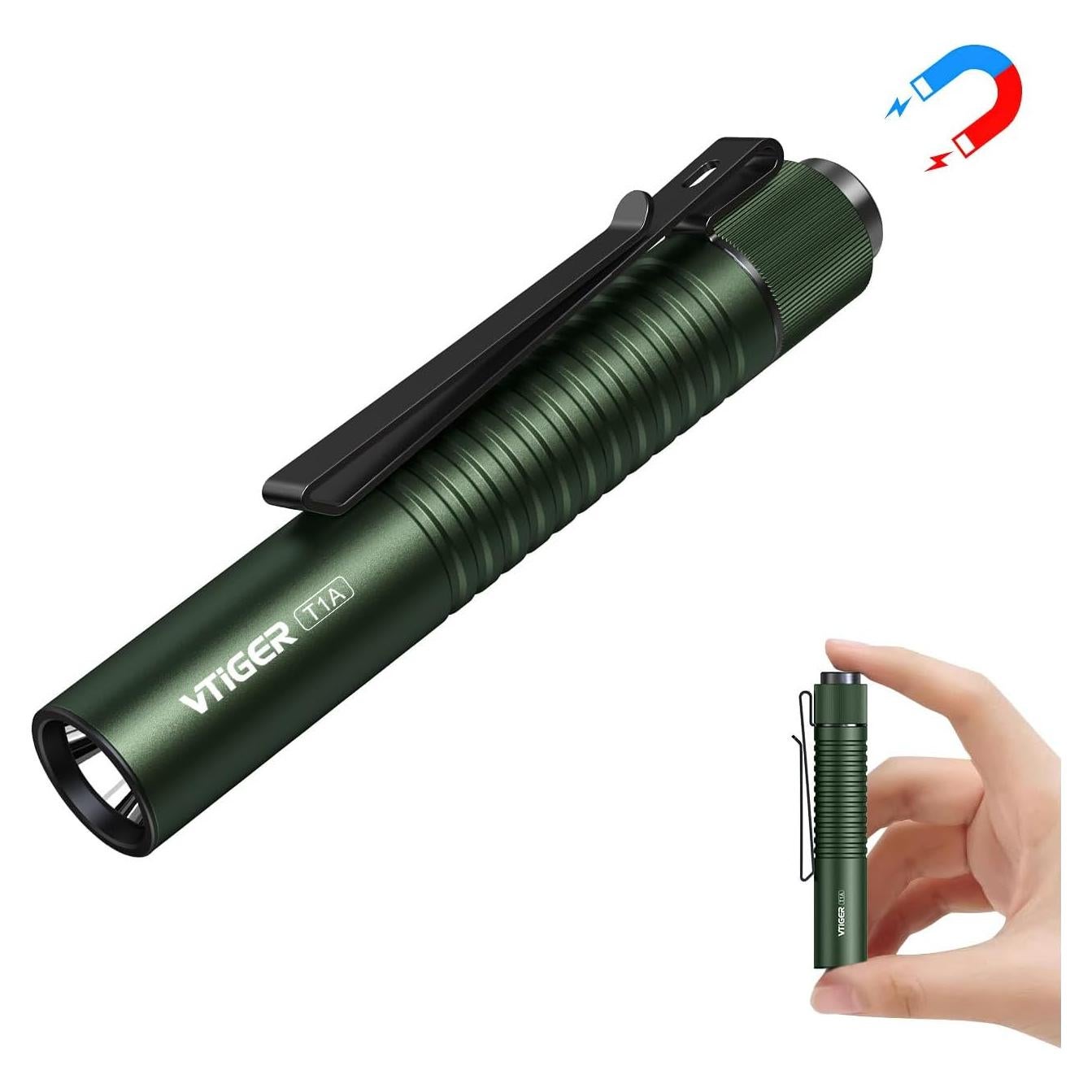 Linterna EDC VTIGER T1A Verde 1300 Lúmenes Recargable