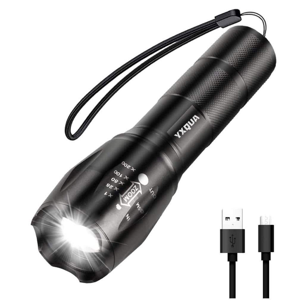 Linterna Recargable USB YXQUA LP-8381, 1000 Lúmenes, IPX6