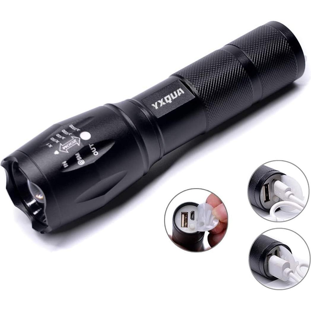 Linterna Recargable USB YXQUA LP-8381, 1000 Lúmenes, IPX6