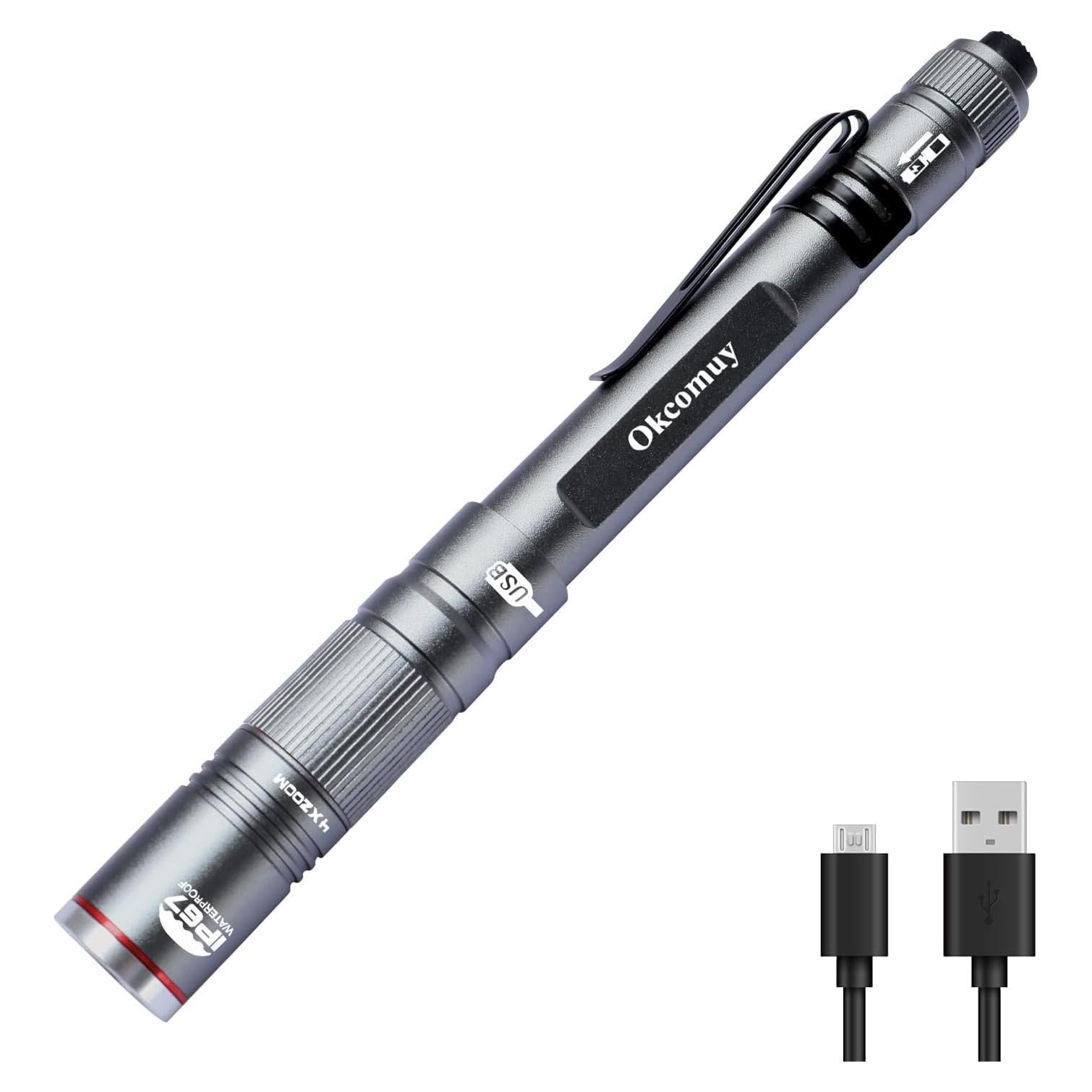 Linterna recargable YONGYI tipo bolígrafo IP67 6.5" gris