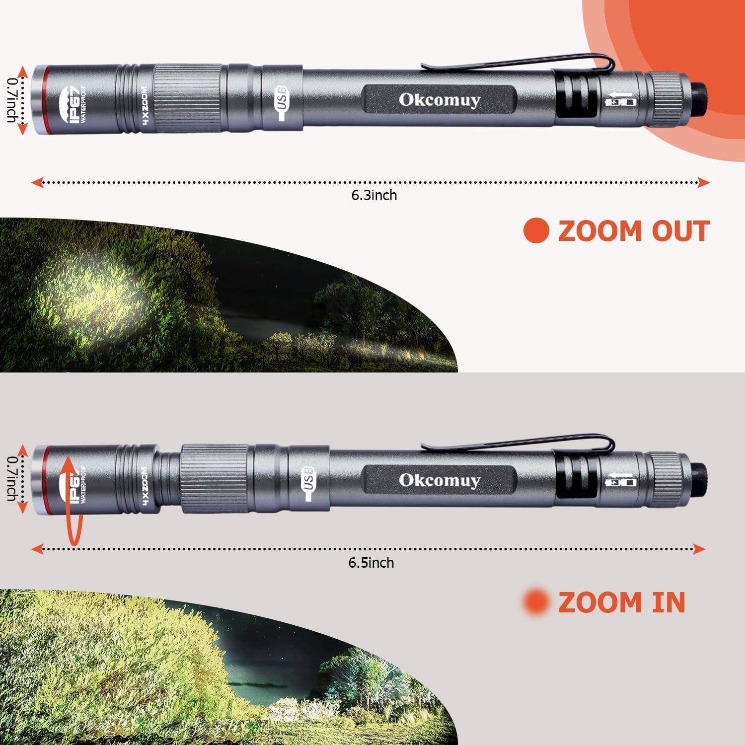 Linterna recargable YONGYI tipo bolígrafo IP67 6.5" gris