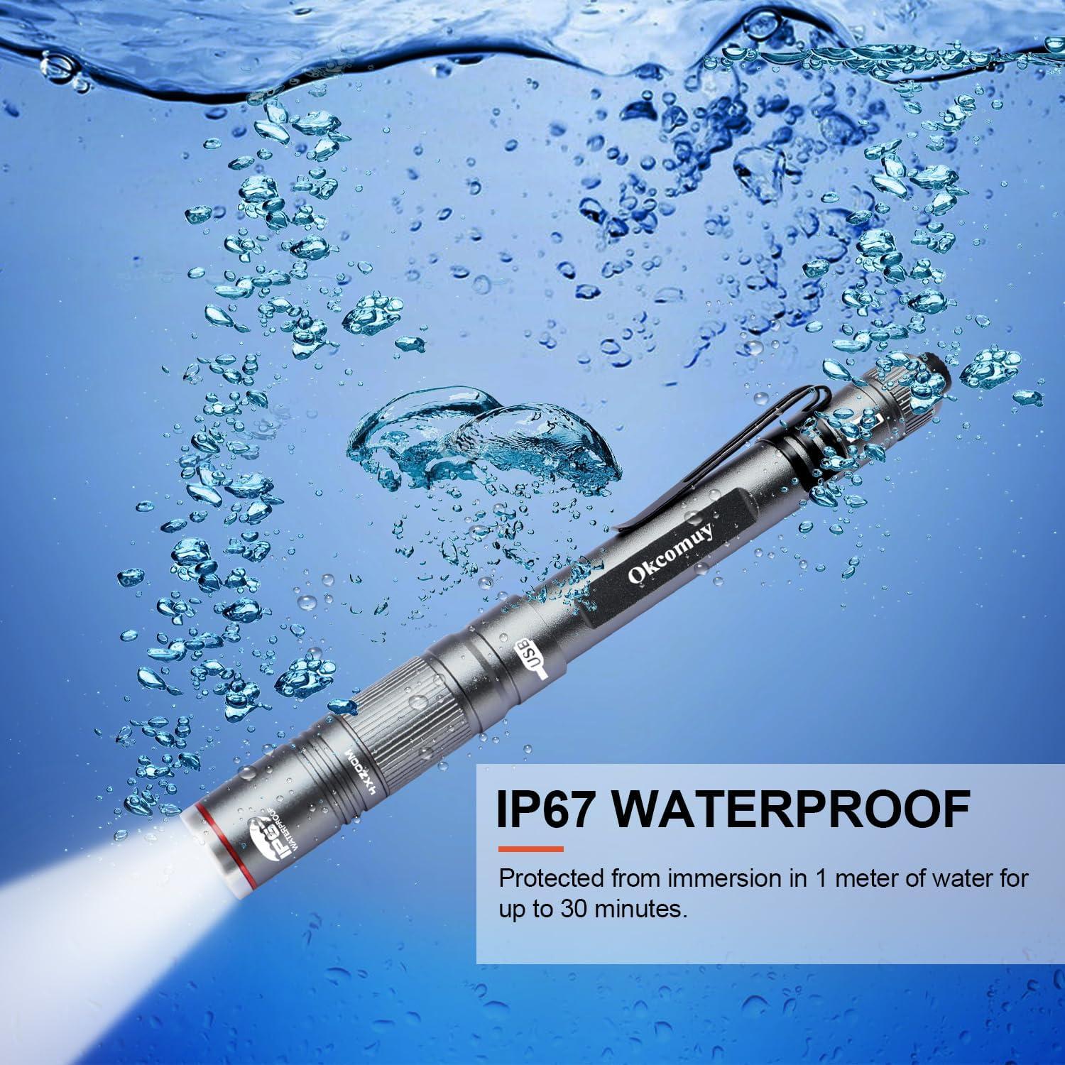 Linterna recargable YONGYI tipo bolígrafo IP67 6.5" gris