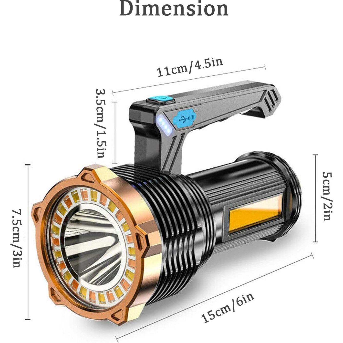 Linterna LED recargable USB Wrrozz 10000 lúmenes 8 modos