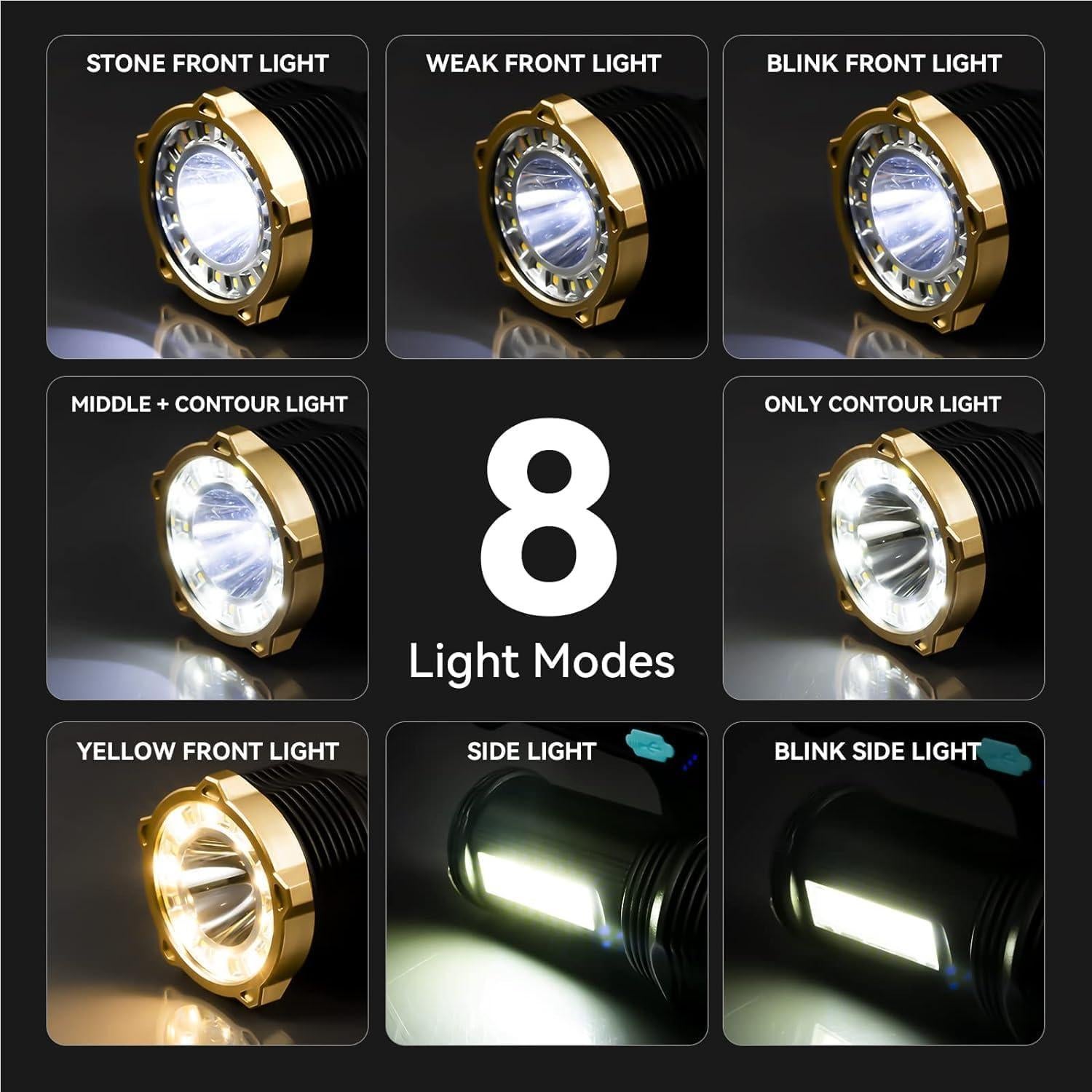 Linterna LED recargable USB Wrrozz 10000 lúmenes 8 modos