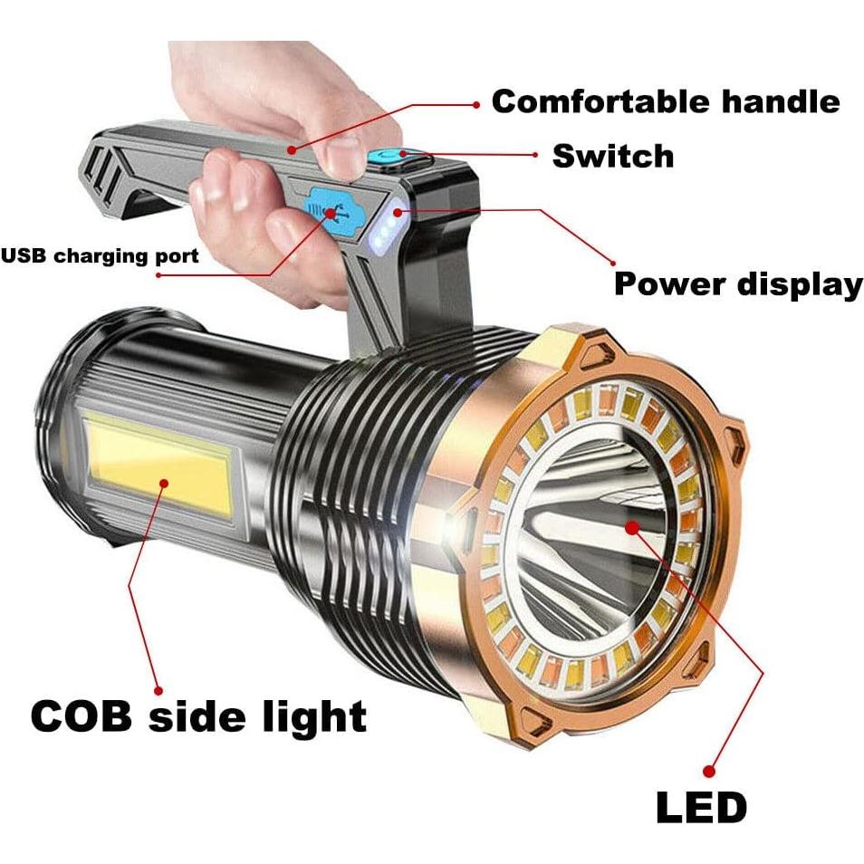 Linterna LED recargable USB Wrrozz 10000 lúmenes 8 modos
