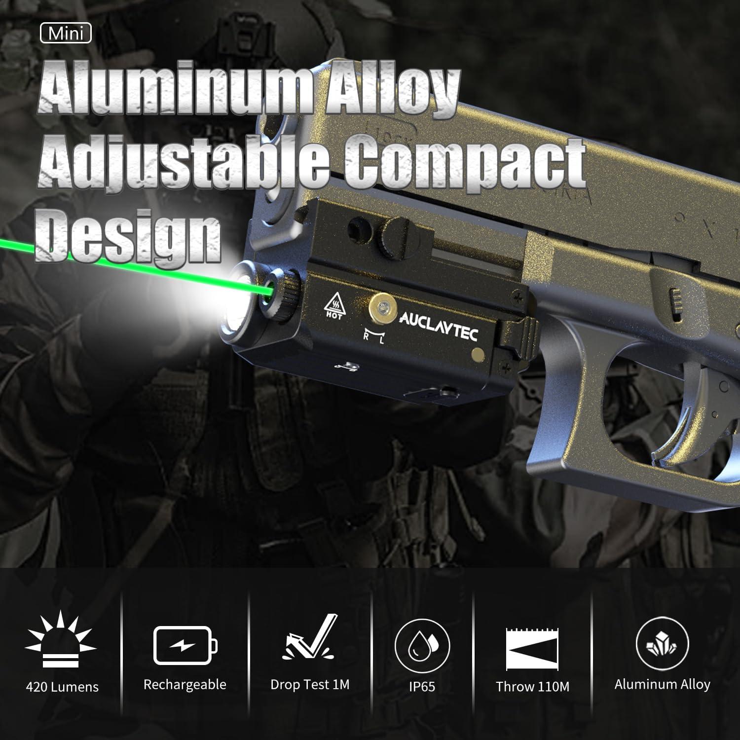 Linterna LED Táctica AUCLAYTEC 420 Lúmenes con Láser Verde