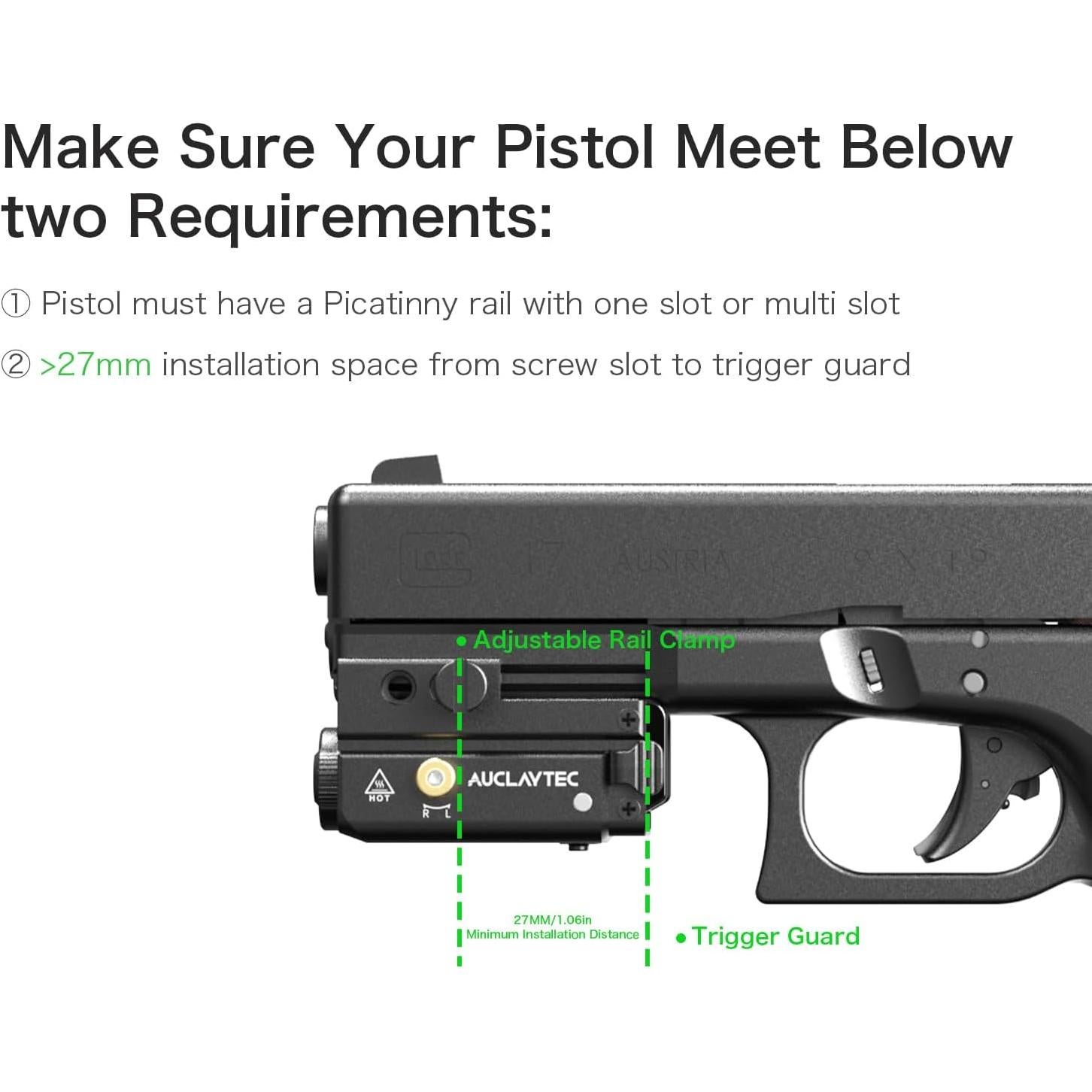 Linterna LED Táctica AUCLAYTEC 420 Lúmenes con Láser Verde