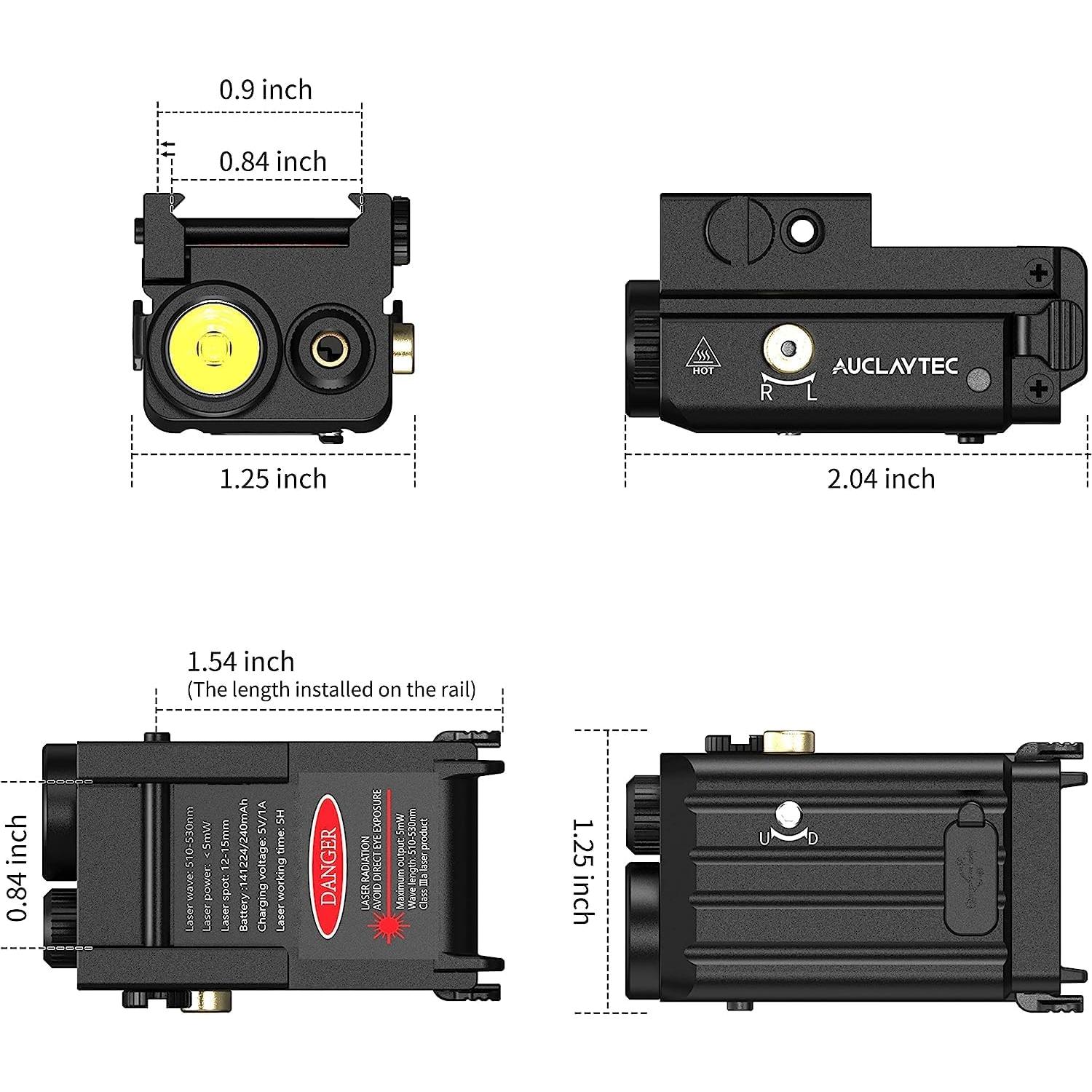 Linterna LED Táctica AUCLAYTEC 420 Lúmenes con Láser Verde