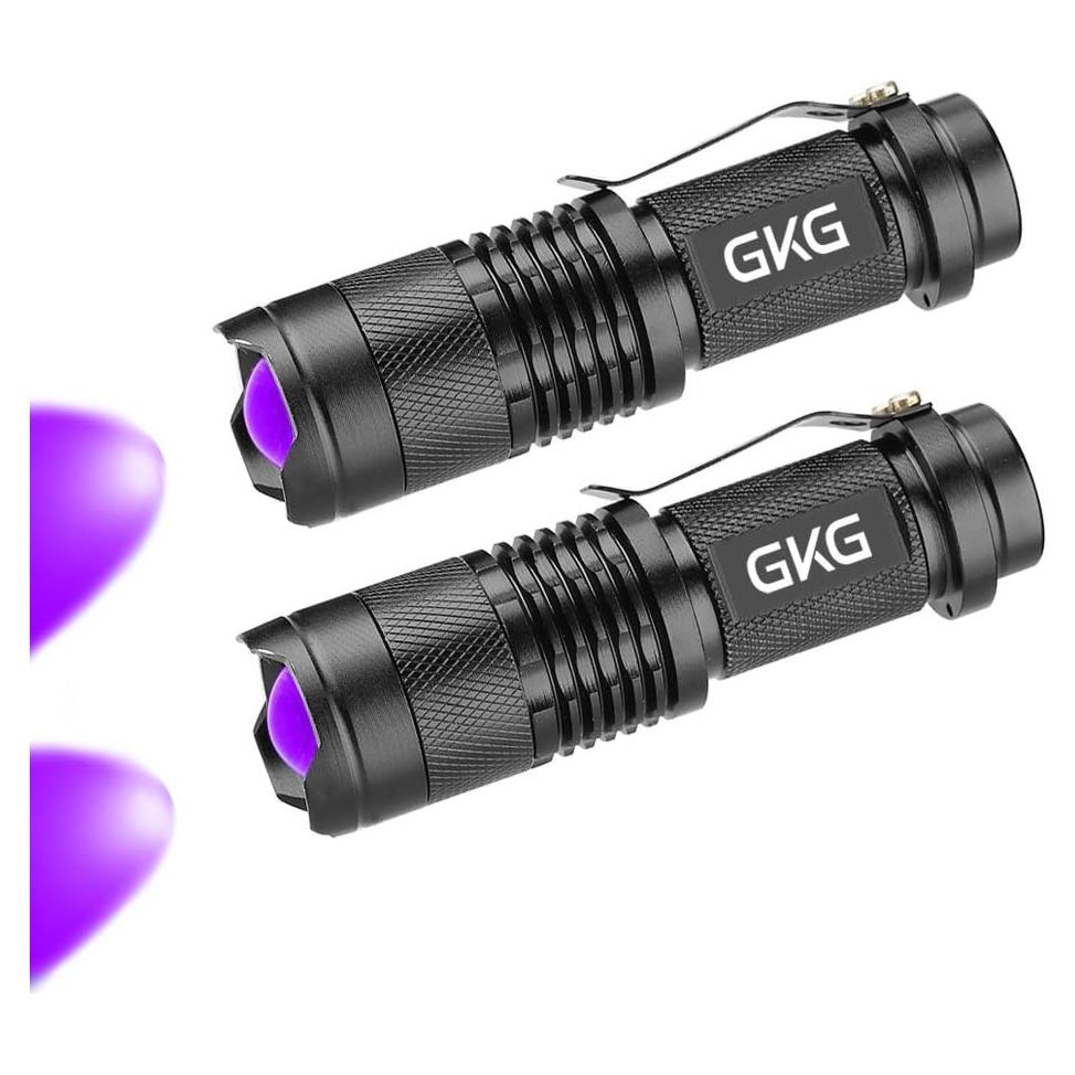 Linterna UV GKG 395nm 2Pack Mini Luz Negra Recargable