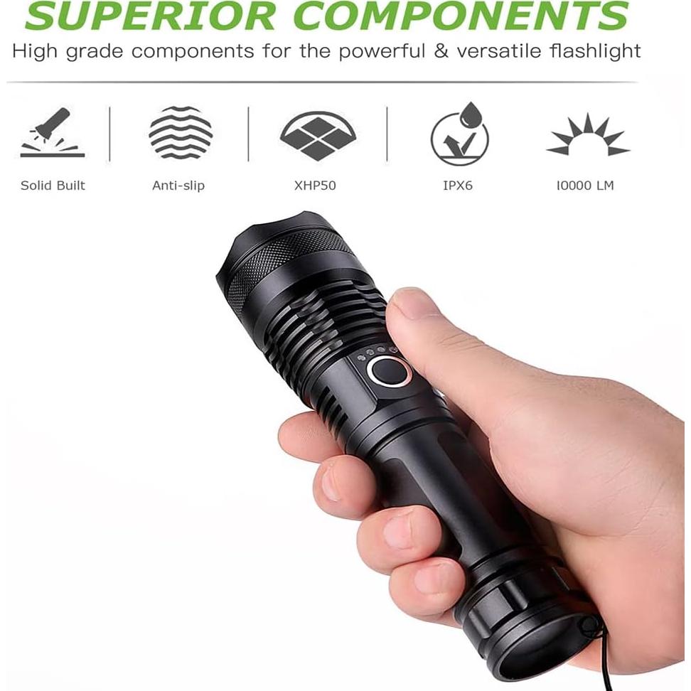 Linterna táctica LED YXQUA DM-101 10000 lúmenes recargable