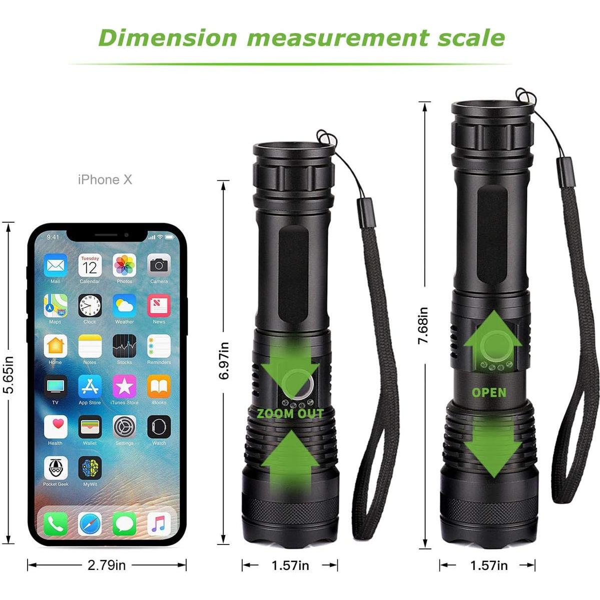 Linterna táctica LED YXQUA DM-101 10000 lúmenes recargable
