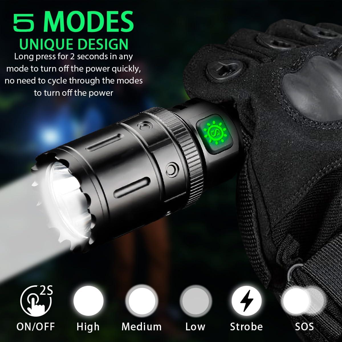 Linterna Táctica Recargable X.STORE para Riel Picatinny - 5 Modos