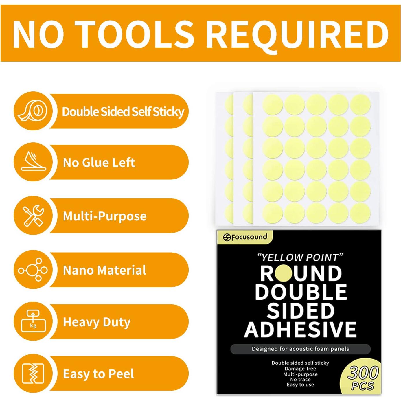 Puntos Adhesivos Doble Cara Focusound 300 Unidades 25mm Amarillos