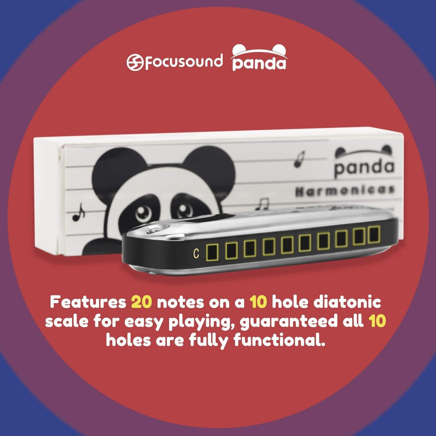 Harmónica Panda para Niños Focusound - Clave de Do, 100% Segura