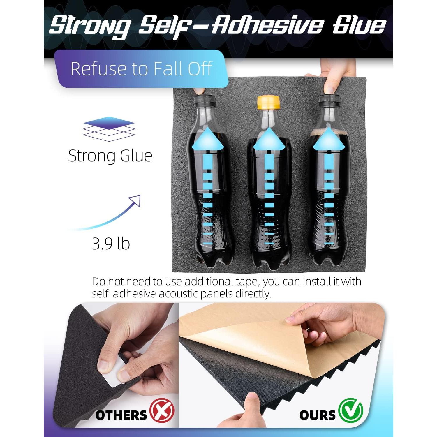 Paquete de 52 Paneles Acústicos LEIYER 1" Negro Autoadhesivos