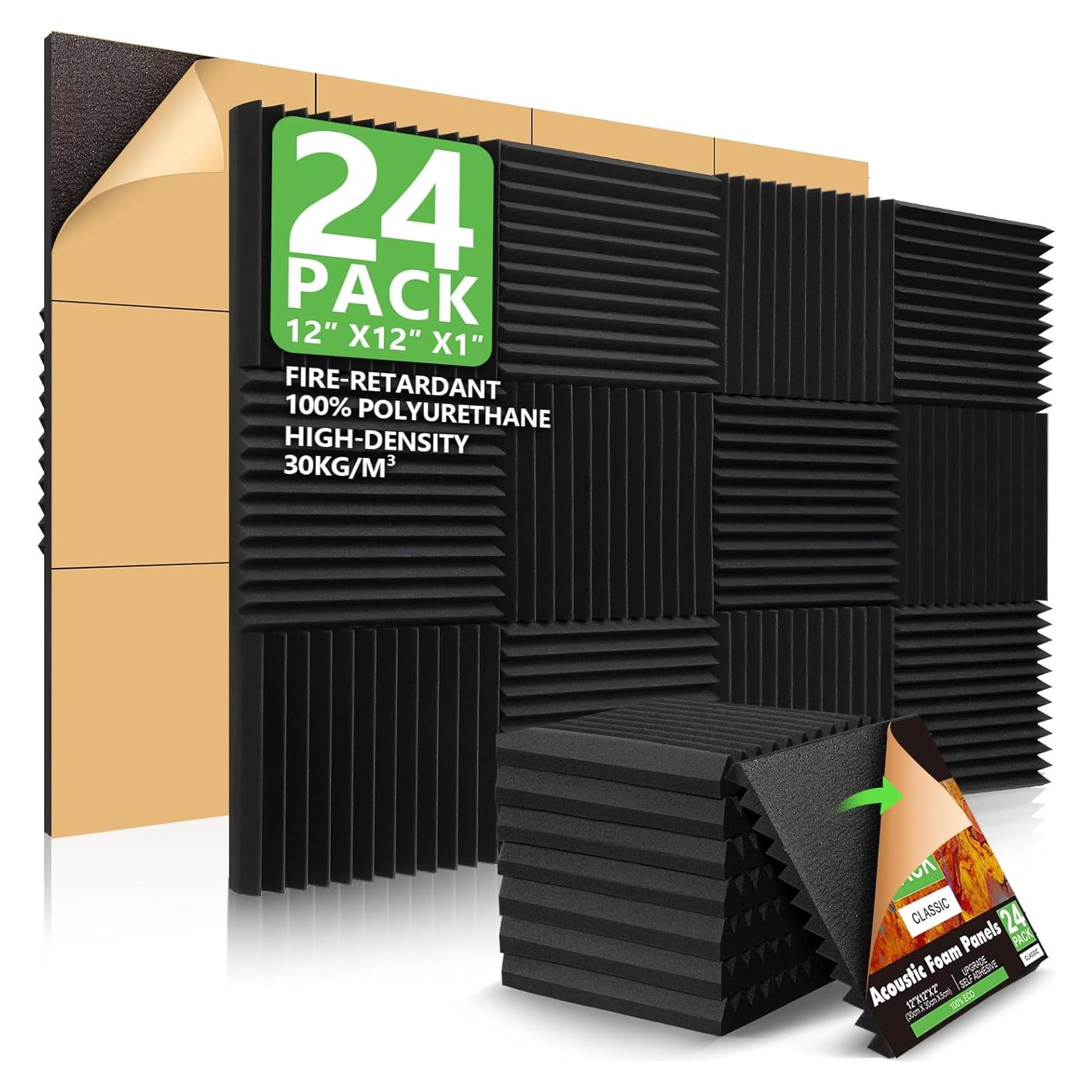 Paquete de 24 Paneles Acústicos Dmsky 30.48x30.48 cm Negro
