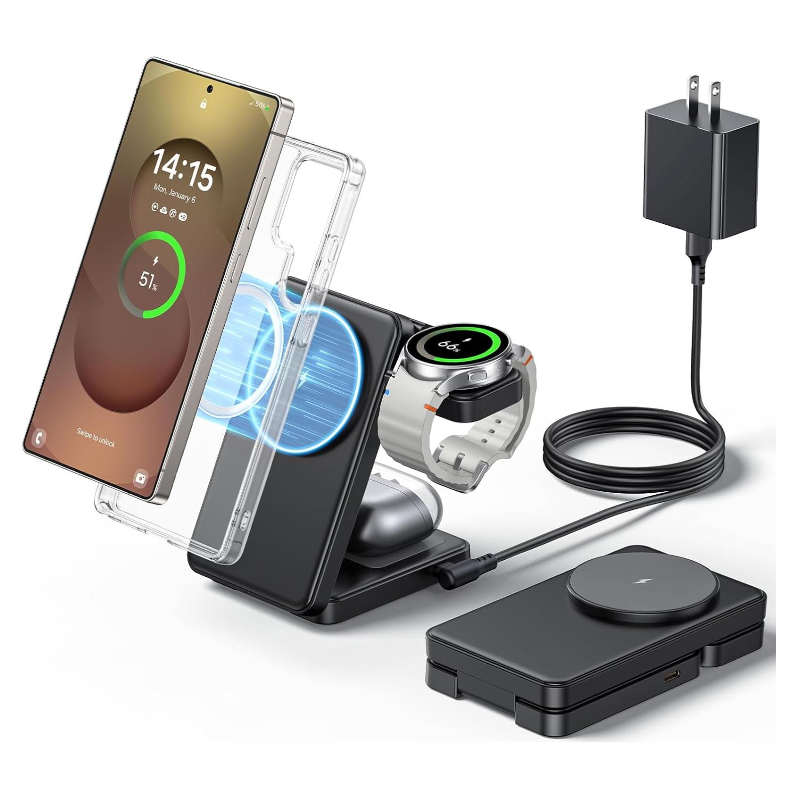 Cargador Inalámbrico 3 en 1 Meifigno para Samsung 15W