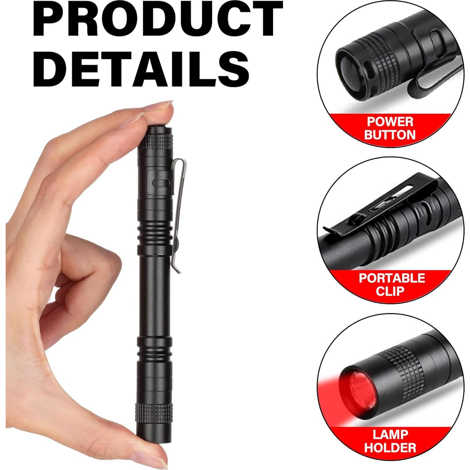 Linterna LED Roja GaiGaiMall - Paquete de 4, 13.3 cm