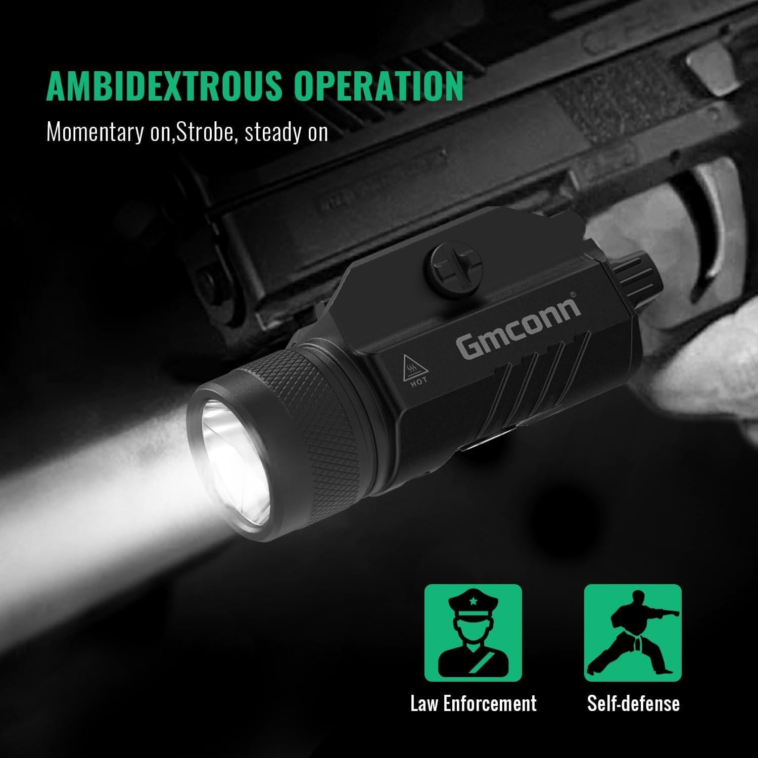 Linterna Compacta Gmconn 1250 Lúmenes para Arma con Modo Estroboscópico