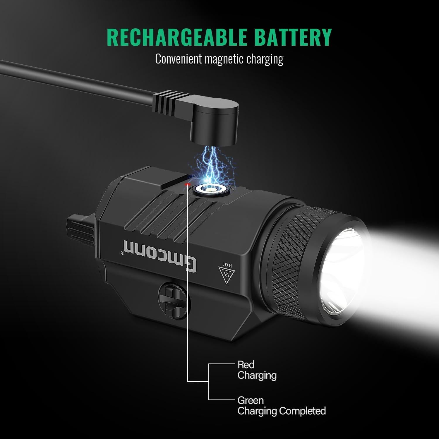 Linterna Compacta Gmconn 1250 Lúmenes para Arma con Modo Estroboscópico