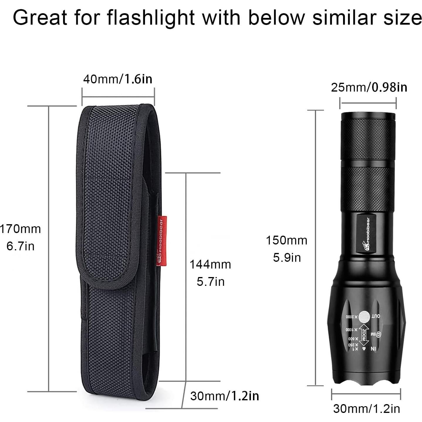 Funda de Linterna Moobibear 2-Pack Nylon Ajustable 12.7-16.5 cm
