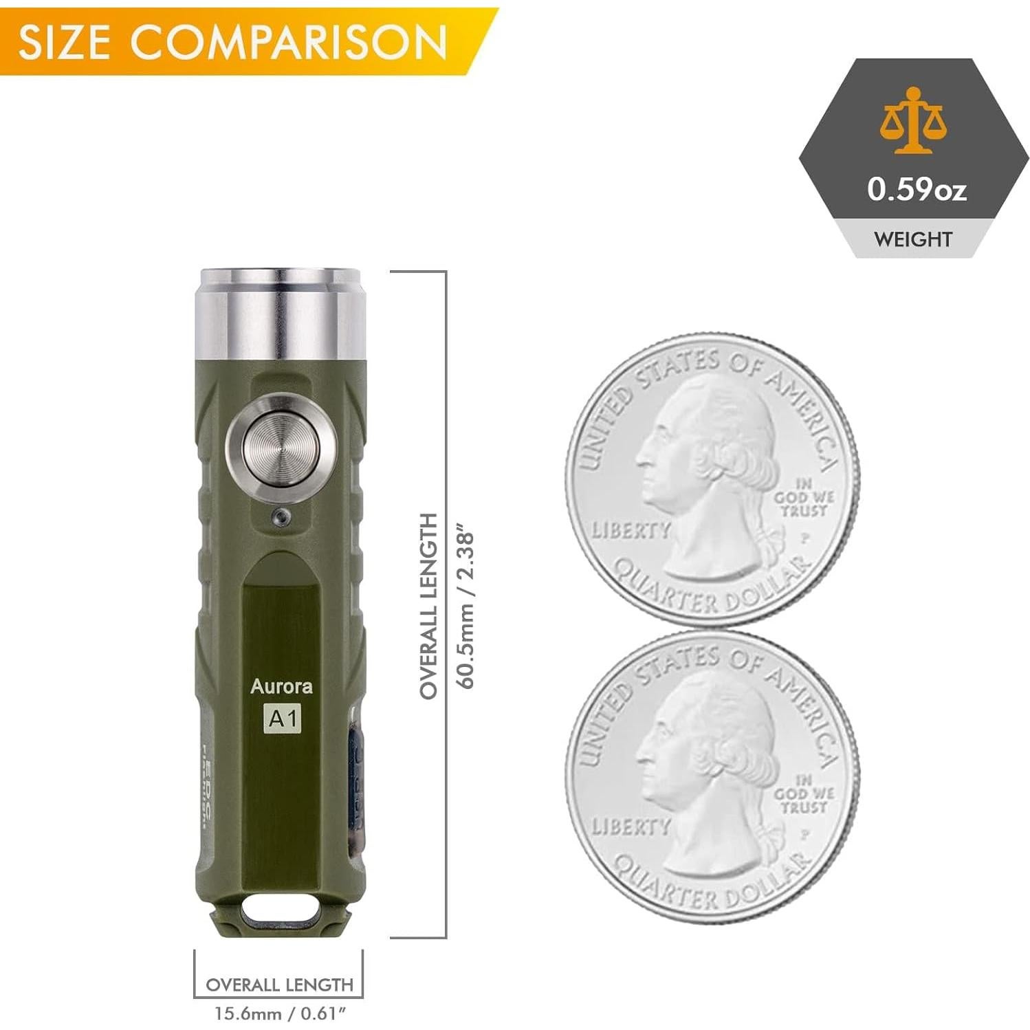 Linterna EDC RovyVon A1 Gen 4 650 Lúmenes Verde Militar