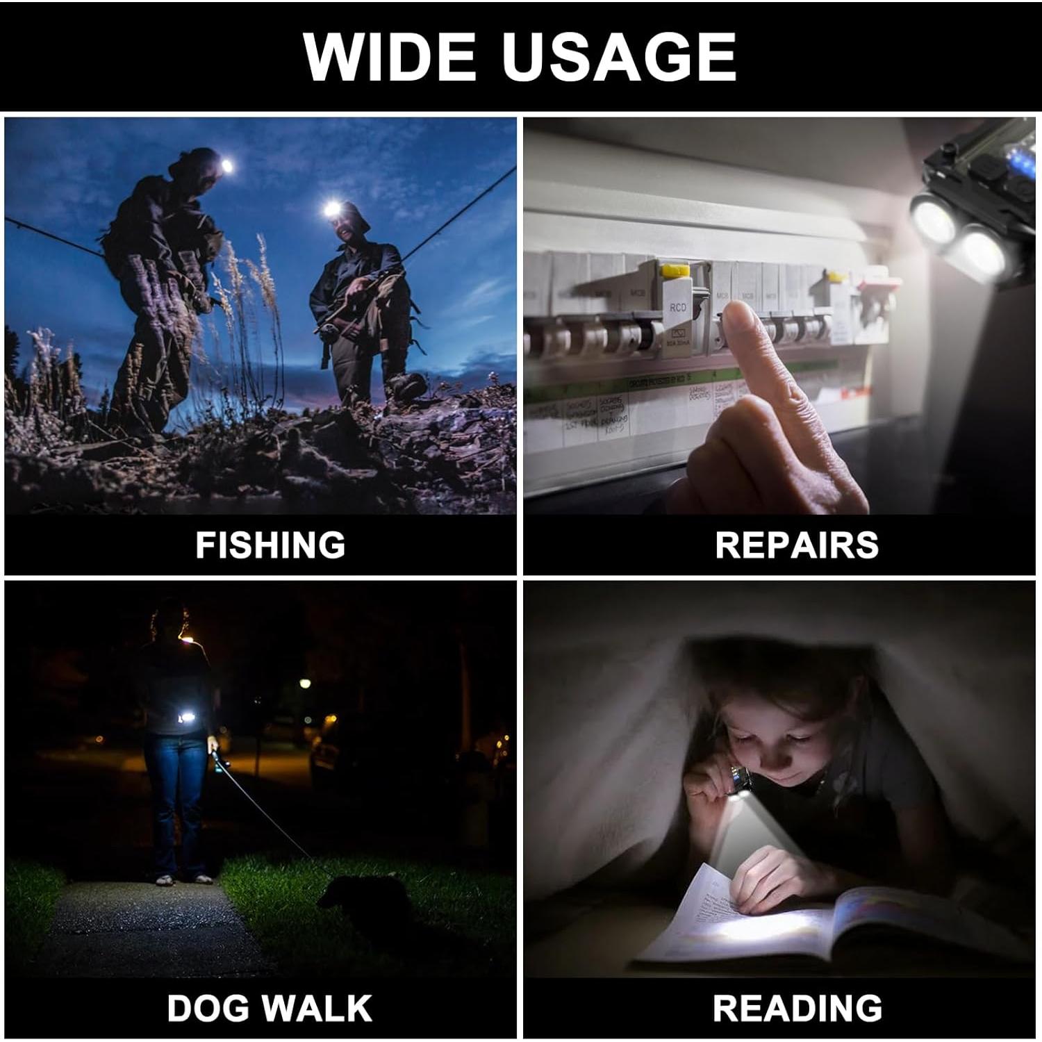 SEFONE 8 Modes Clip on Flashlight Mini EDC Keychain Flashlight, Running Light LED & COB Small Pocket Flash Lights, Super Bright 800 High Lumens Work Light Men Gifts (Black)