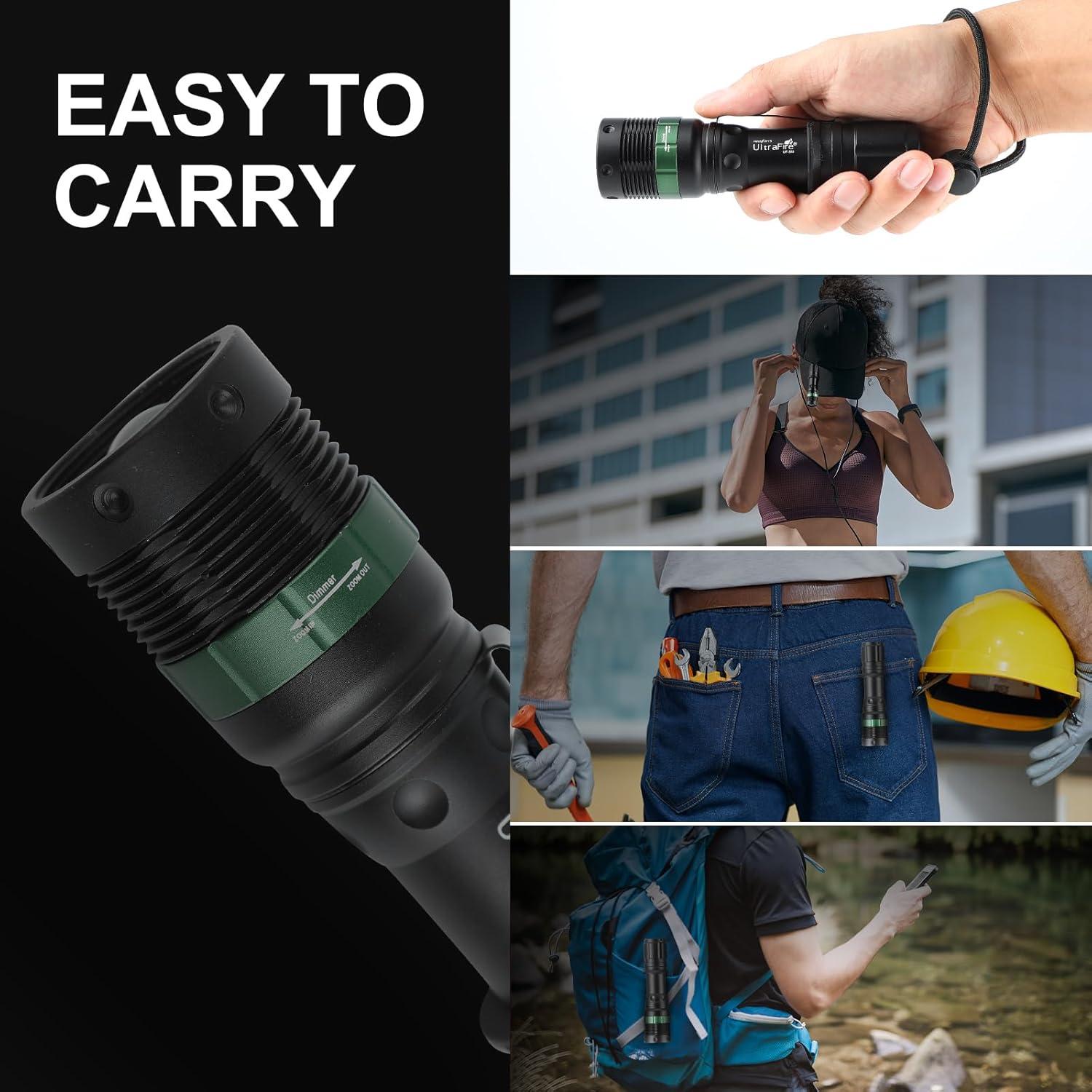 ULTRAFIRE 11-Inch Signal Traffic Wand LED Flashlight with Strobe Mode, Wrist Strap Lanyard, 250 Lumens, Orange Finish