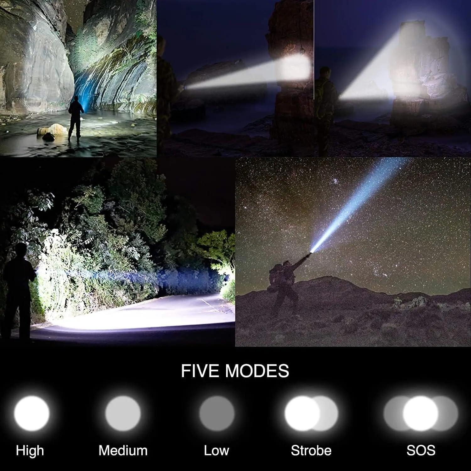 Linterna Táctica Recargable Shainart 990000LM 5 Modos Impermeable