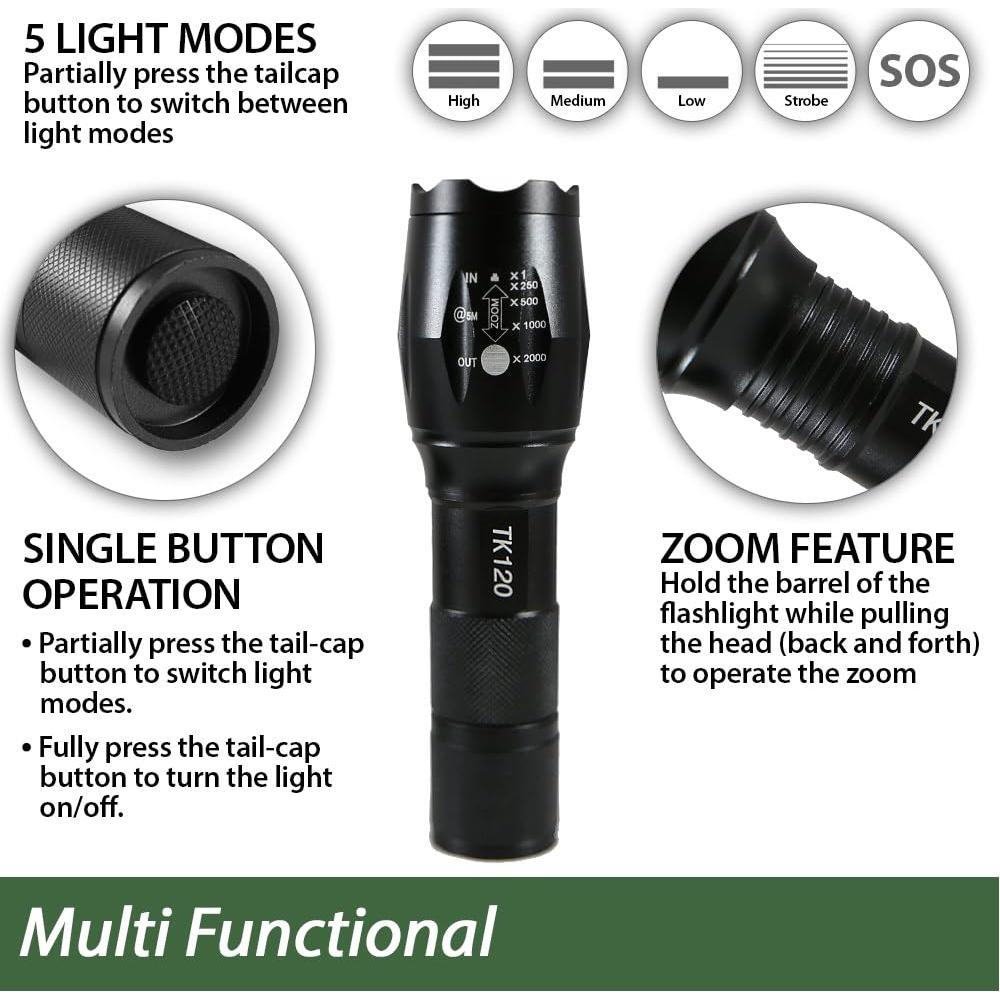 Linterna Táctica LED EcoGear FX TK120 con Batería Recargable