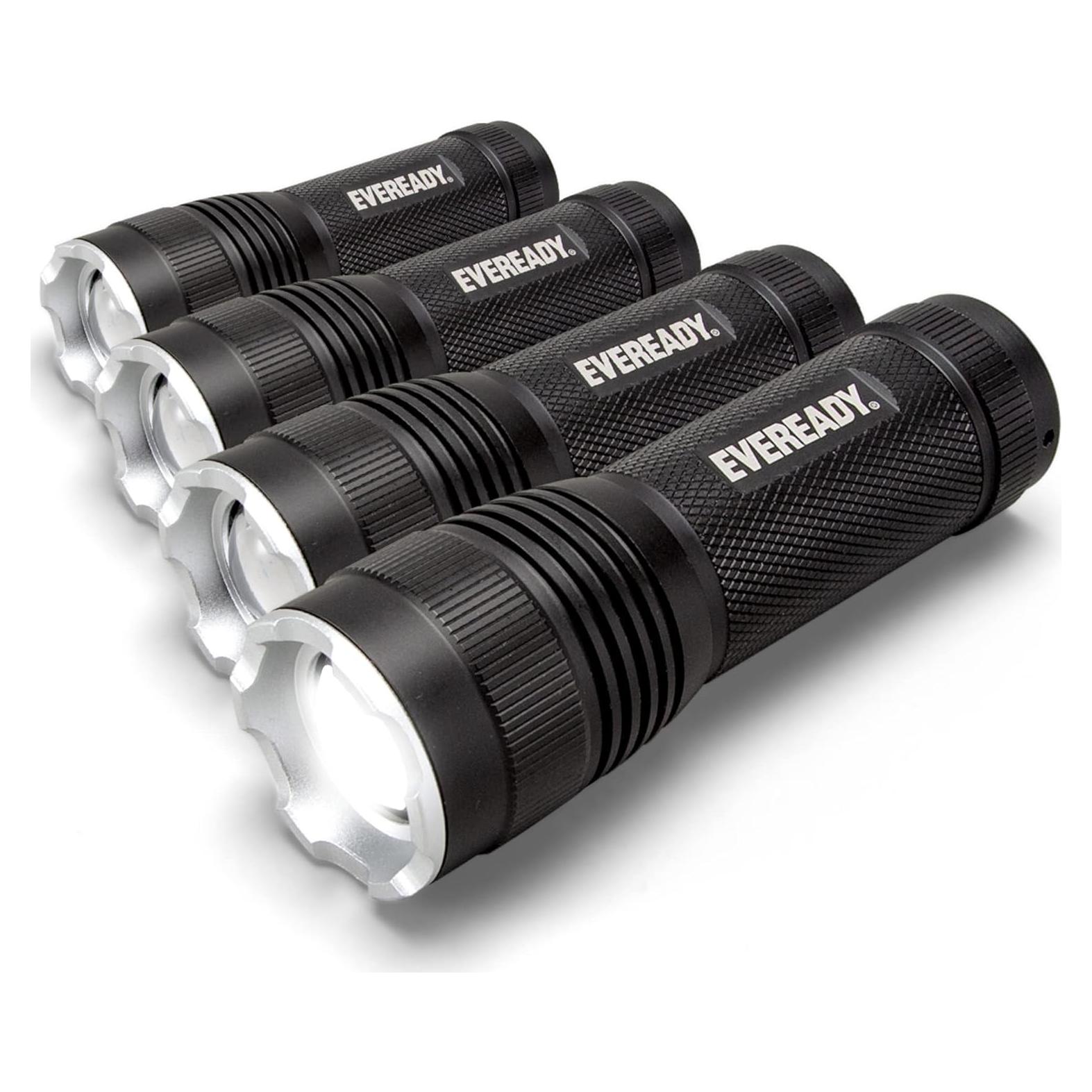 Eveready LED Flashlights (4-Pack) S300 PRO, IPX4 Water Resistant Tactical Flashlight, Bright EDC Torches for Camping, Outdoors, Power Outage Emergencies