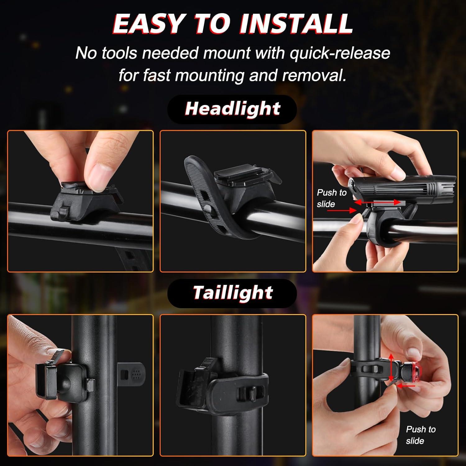 Juego de Luces para Bicicleta Ascher USB Recargables 4 Modos