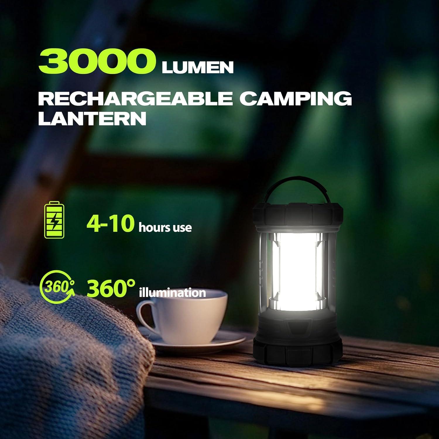 Linterna de Camping Recargable LED 3000LM Elesall - 5 Modos