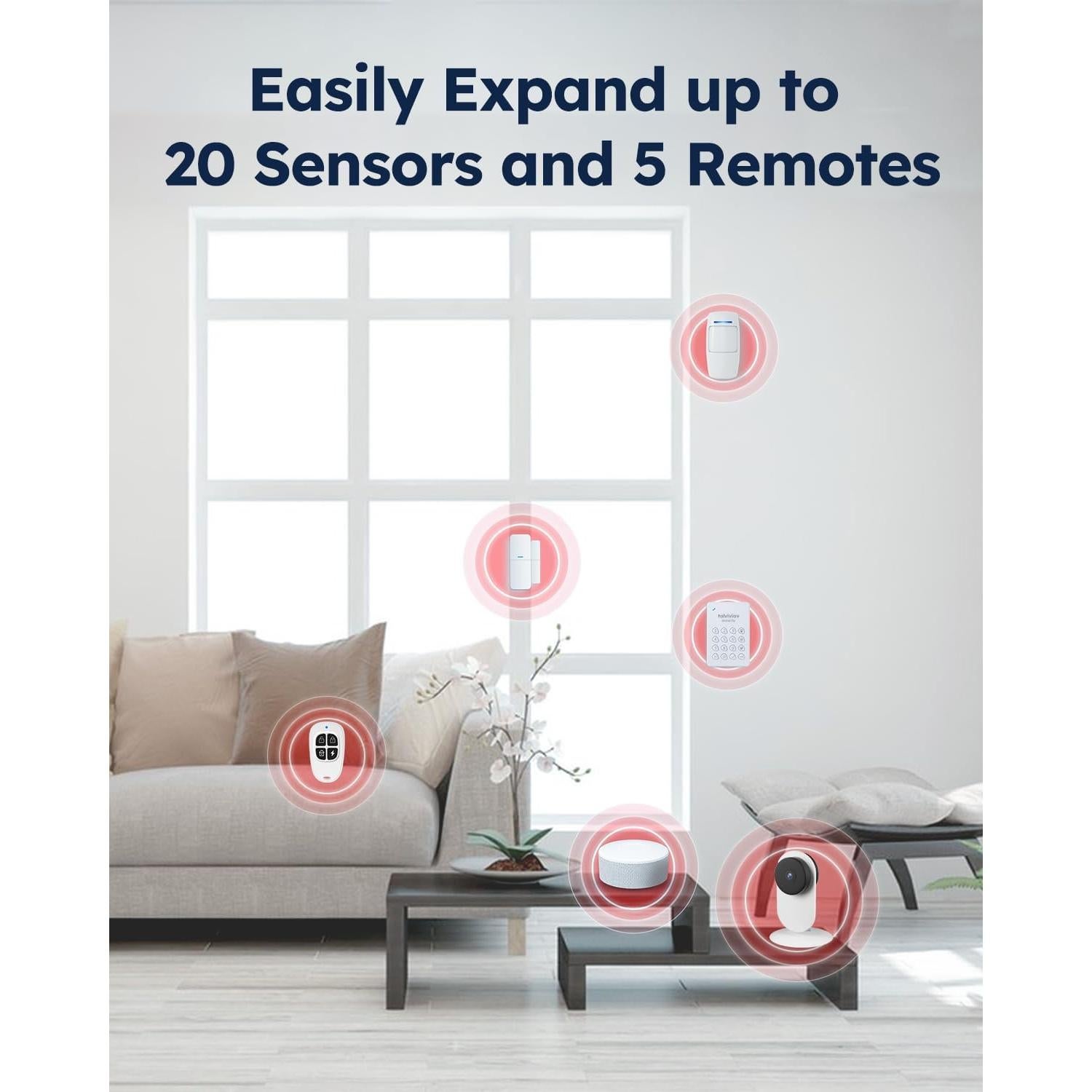 Sistema de Alarma Inalámbrico Tolviviov 8 Piezas con Control Remoto