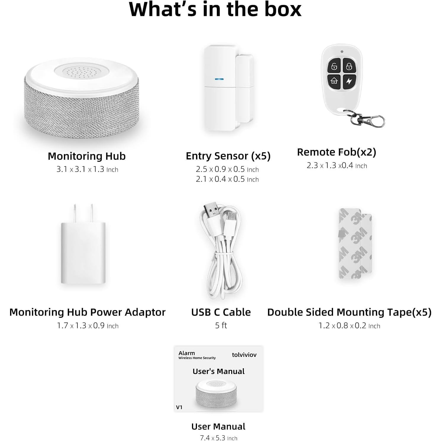 Sistema de Alarma Inalámbrico Tolviviov 8 Piezas con Control Remoto
