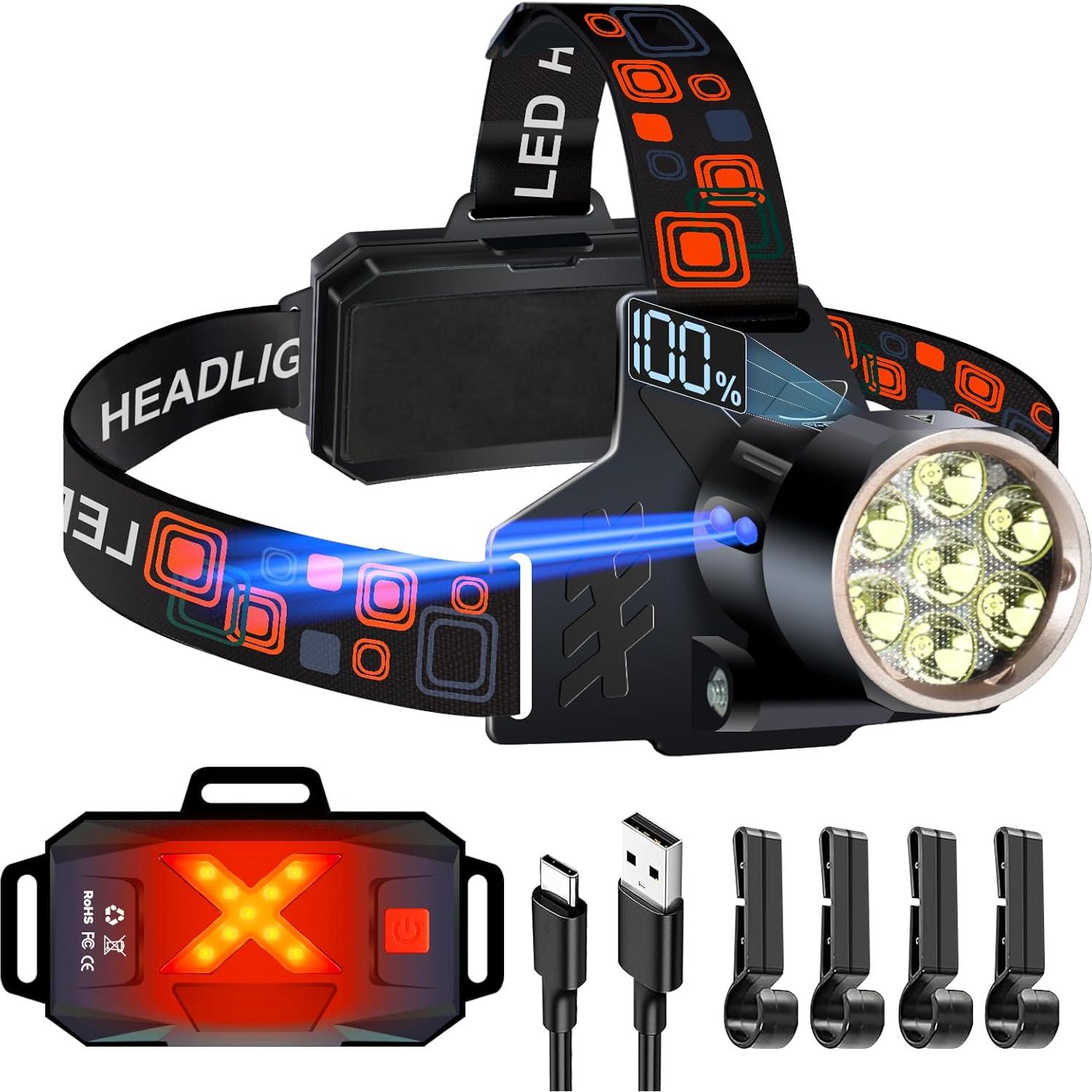 Linterna Frontal Recargable Aoglenic LED 12000 Lúmenes IPX7