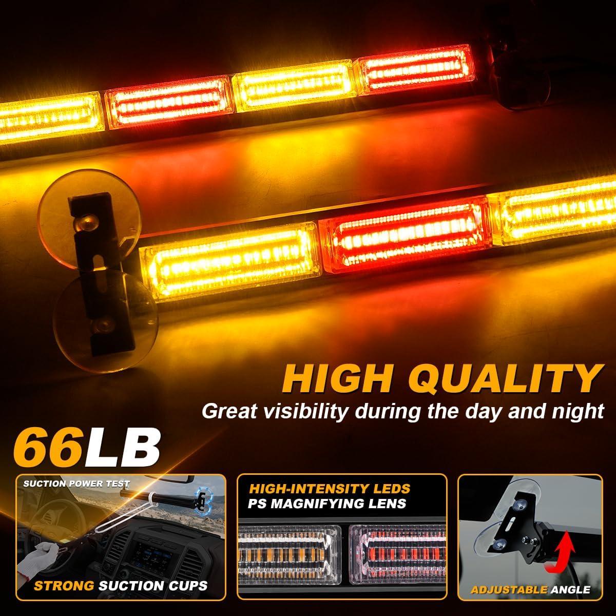 Barra de Luz Estroboscópica LED LRTER 45cm 2 en 1 para Vehículos