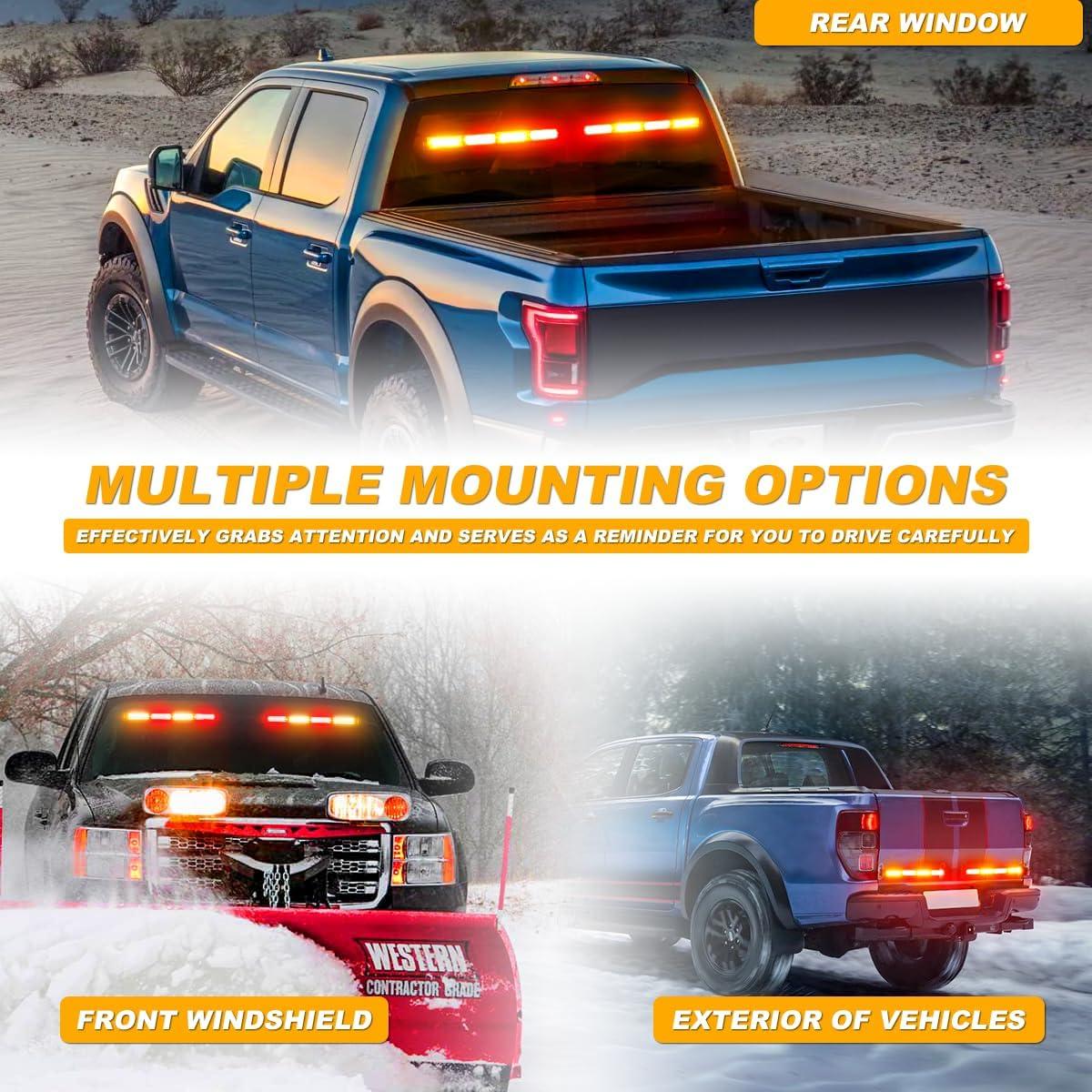 Barra de Luz Estroboscópica LED LRTER 45cm 2 en 1 para Vehículos