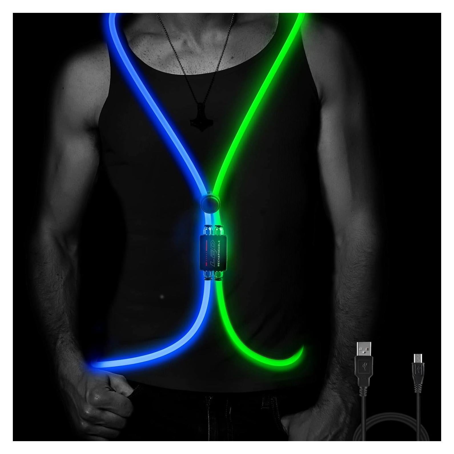 Chaleco Reflectante LED Esonstyle Azul y Verde para Correr