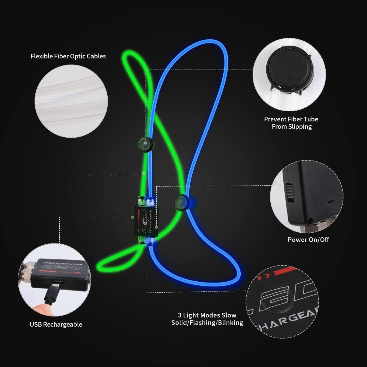 Chaleco Reflectante LED Esonstyle Azul y Verde para Correr