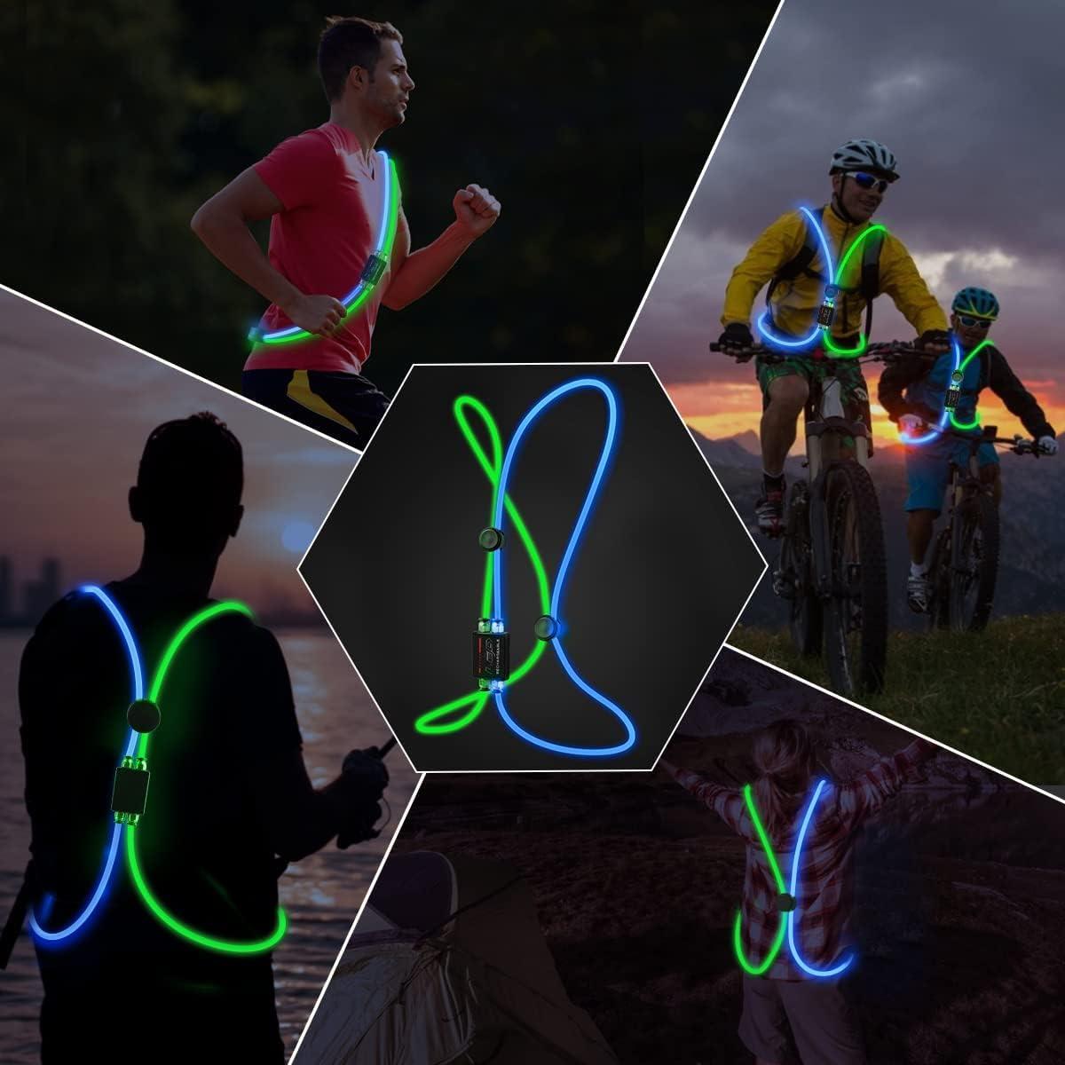 Chaleco Reflectante LED Esonstyle Azul y Verde para Correr