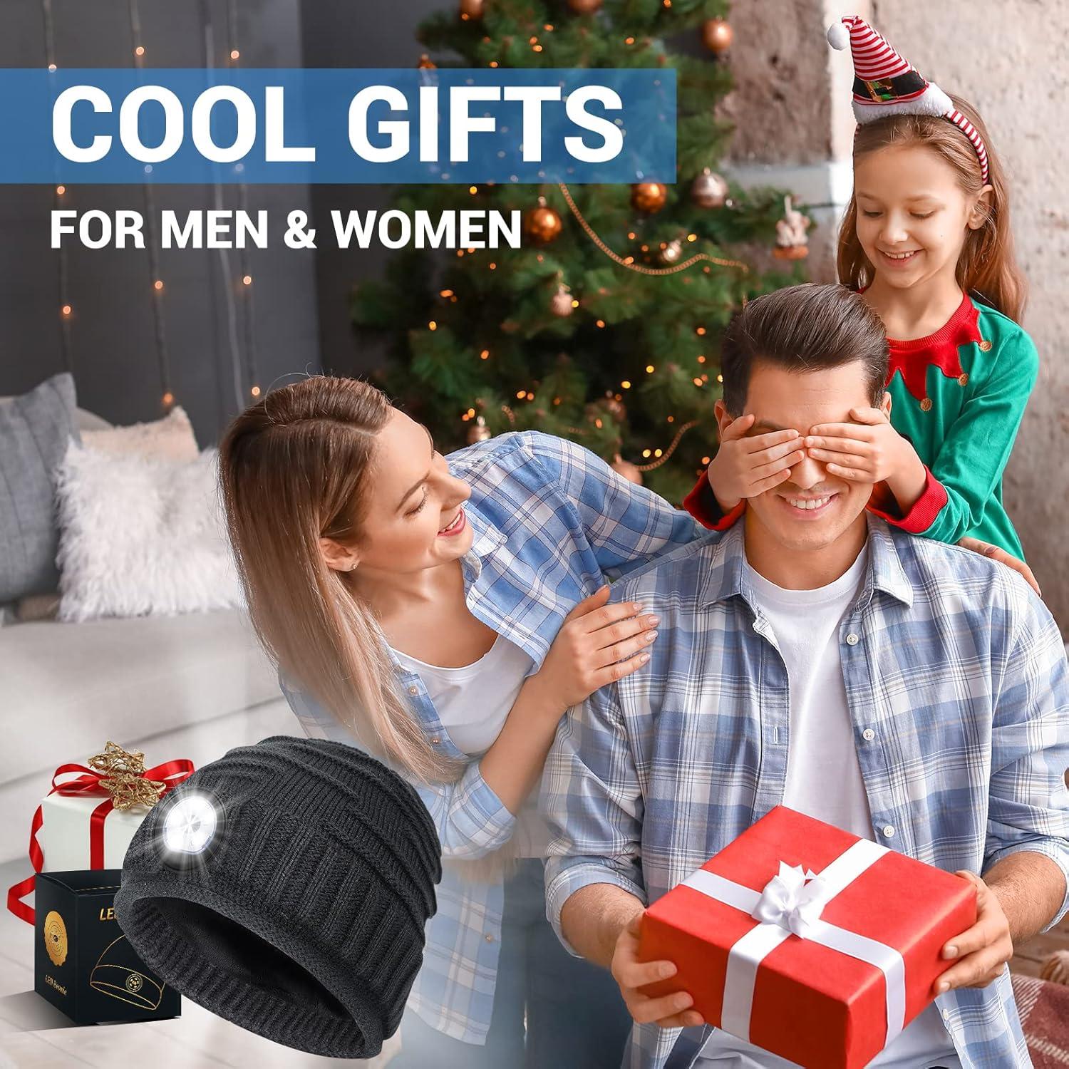 Gorro Beanie con Luz LED Recargable para Hombre - Gris Oscuro